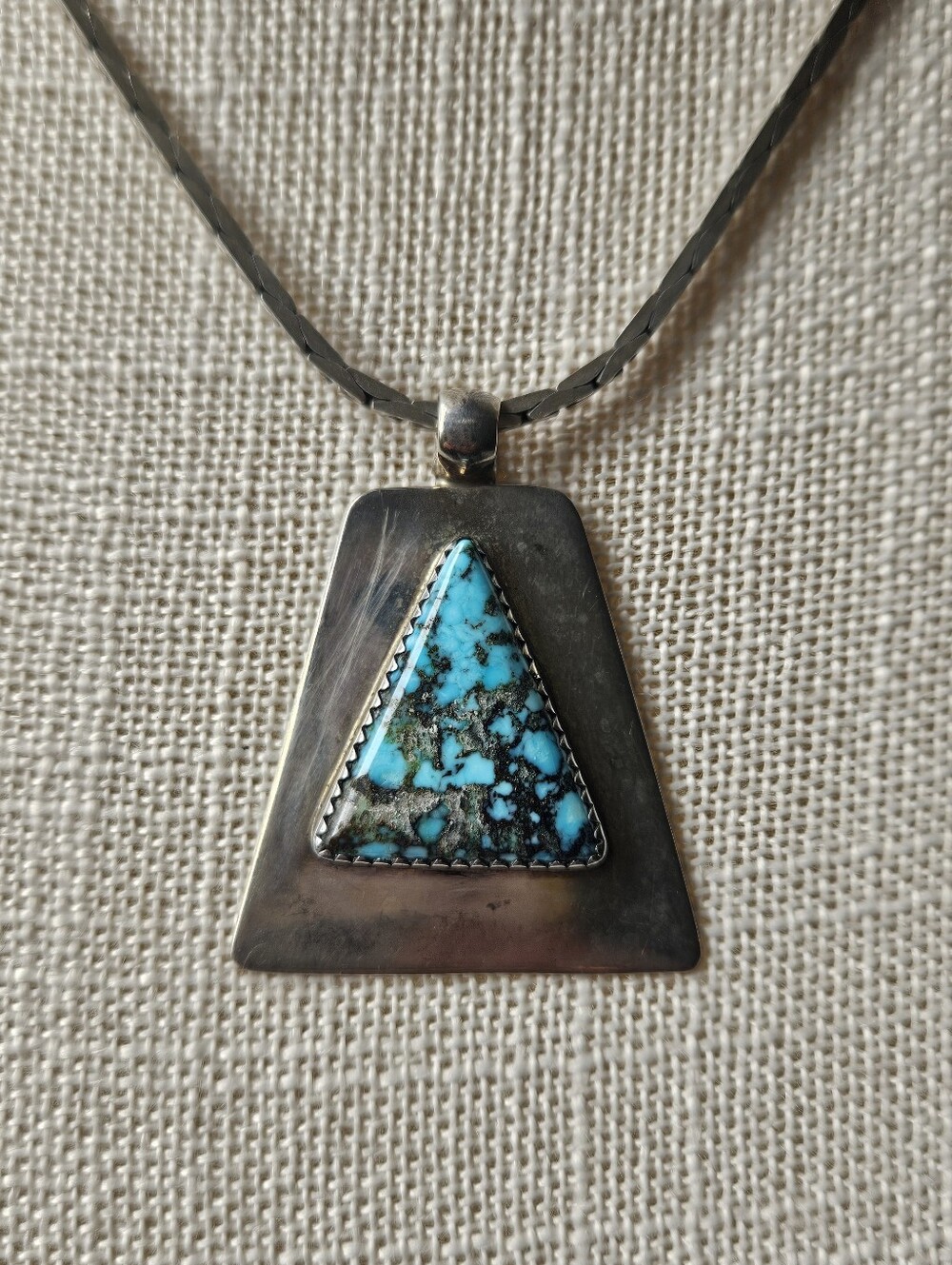 Vintage Zuni Turquoise Sterling Silver  Neckace
